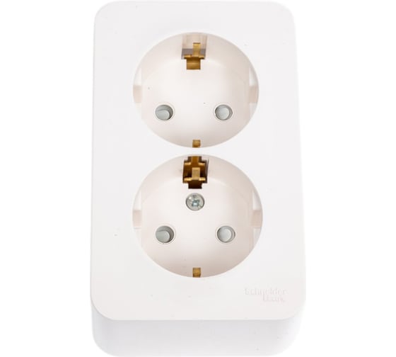 Розетка Systeme Electric BLANCA двойная, с заземлением, со шторками, молочный BLNRA011202