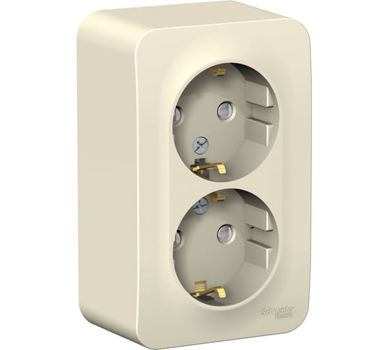 Розетка Systeme Electric BLANCA двойная, с заземлением, со шторками, молочный BLNRA011202