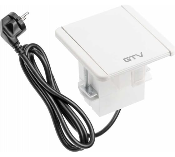 Удлинитель врезной квадратный  GTV FLIP, 1xFRENCH, 2xUSB, 1xLAN, вилка, провод 1,5M, цвет белый AE-GM1FFLI-10