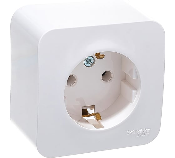 Розетка Systeme Electric BLANCA О/У с заземлением, без шторок, молочный BLNRA010102