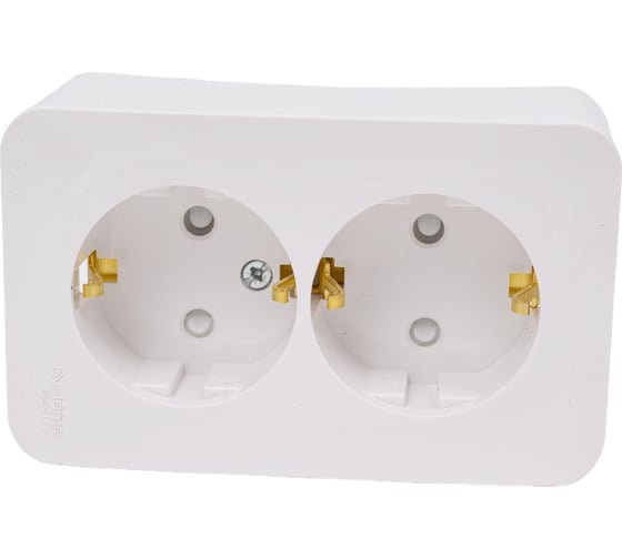 Розетка Systeme Electric BLANCA О/У двойная, с заземлением, со шторками, белый BLNRA011201