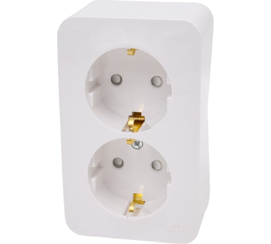 Розетка Systeme Electric BLANCA О/У двойная, с заземлением, со шторками, белый BLNRA011201