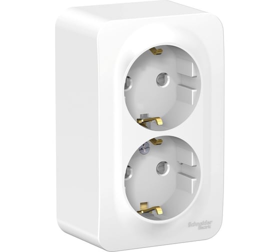 Розетка Systeme Electric BLANCA О/У двойная, с заземлением, со шторками, белый BLNRA011201
