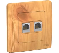 Двойная компьютерная розетка Systeme Electric BLANCA, С/У, RJ45, категория 5E, ясень BLNIS045455