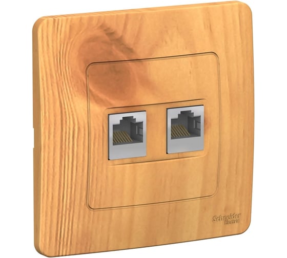 Двойная компьютерная розетка Systeme Electric BLANCA, С/У, RJ45, категория 5E, ясень BLNIS045455 1