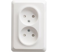 Двойная розетка Systeme Electric ЭТЮД, С/У, без заземления, со штороками, 16А, 250B, БЕЛЫЙ PC16-106B