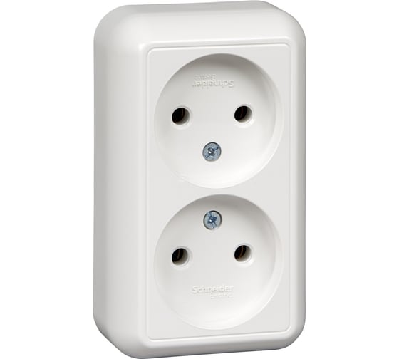 Розетка Schneider Electric ПРИМА, О/У, 2-я, без заземления, без шторок, 16А, 250В, Белый RA16-213-B