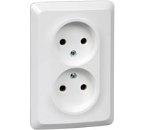 Двойная розетка Systeme Electric ЭТЮД, С/У, без заземления, без шторок, 16А, 250B, БЕЛЫЙ PC16-105B