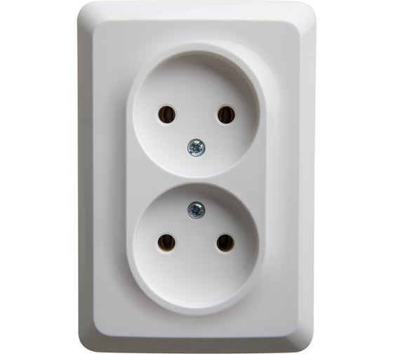 Двойная розетка Systeme Electric ЭТЮД, С/У, без заземления, без шторок, 16А, 250B, БЕЛЫЙ PC16-105B