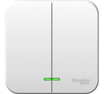 2-клавишный выключатель с подсветкой Systeme Electric BLANCA, О/У, 6А, 250B, белый BLNVA065111