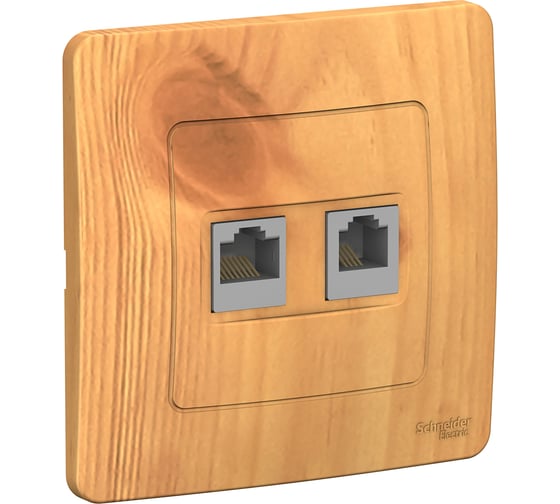 Двойная розетка Systeme Electric BLANCA, С/У,  комплект RJ45 категория 5E + телефонная RJ11, ясень BLNIS045115 1