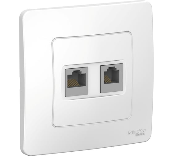 Двойная розетка Systeme Electric BLANCA, С/У, комплект RJ45 категория 5E + телефонная RJ11, белый BLNIS045111