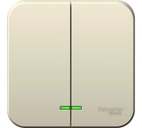 2-клавишный выключатель с подсветкой Systeme Electric BLANCA, О/У, 10А, 250B, молочный BLNVA105102