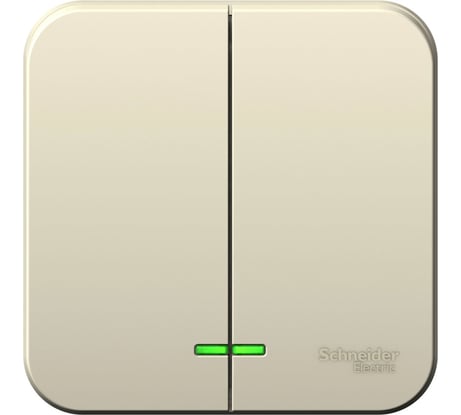 2-клавишный выключатель с подсветкой Systeme Electric BLANCA, О/У, 10А, 250B, молочный BLNVA105102