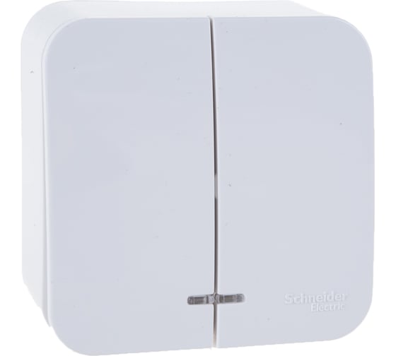 2-клавишный выключатель Systeme Electric BLANCA, О/У, с подсветкой, 10А, 250B, белый BLNVA105101