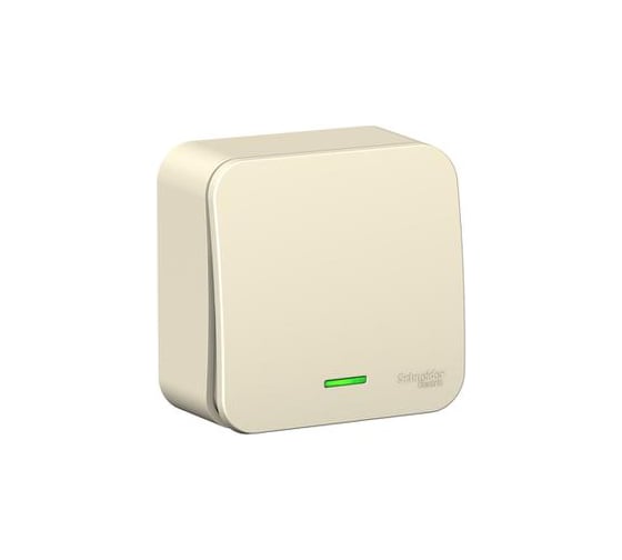 1-клавишный выключатель Systeme Electric BLANCA, О/У, с подсветкой, 10А, 250B, молочный BLNVA101102