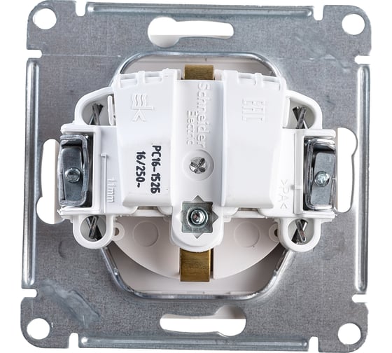 Розетка Systeme Electric W59 AQUA, с заземлением, со шторками, 16А, IP44, белый RS16-152B-1-86