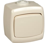 1-клавишный переключатель Systeme Electric РОНДО, IP44, О/У, 10А, 250В, слоновая кость VA610-126B-SI