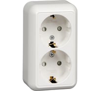 Розетка Systeme Electric ПРИМА, О/У, 2-я, с заземлением, со шторками, 16А, 250В, белый RA16-214I-B