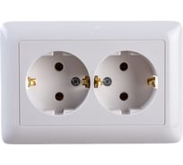 Двойная розетка Systeme Electric ХИТ, С/У, с заземлением, без шторок, белый RS16-236-B