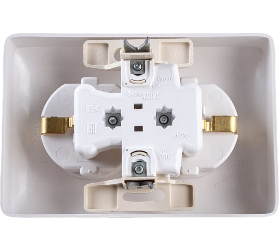 Двойная розетка Systeme Electric ХИТ, С/У, с заземлением, без шторок, белый RS16-236-B