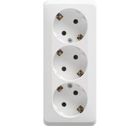 Тройная розетка Systeme Electric ЭТЮД, O/У, с заземлением, без шторок, 16А, 250B, белый PA16-011B