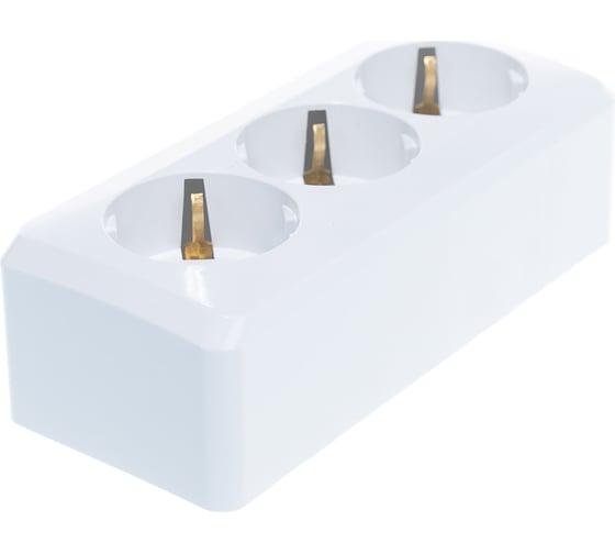Тройная розетка Systeme Electric ЭТЮД, O/У, с заземлением, без шторок, 16А, 250B, белый PA16-011B