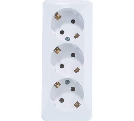 Тройная розетка Systeme Electric ЭТЮД, O/У, с заземлением, без шторок, 16А, 250B, белый PA16-011B