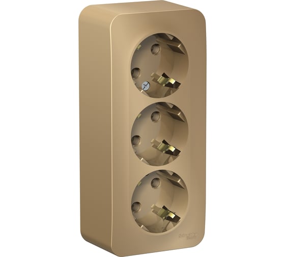 Розетка Systeme Electric BLANCA, О/У, 3-я, с заземлением, без шторок, титан BLNRA010314