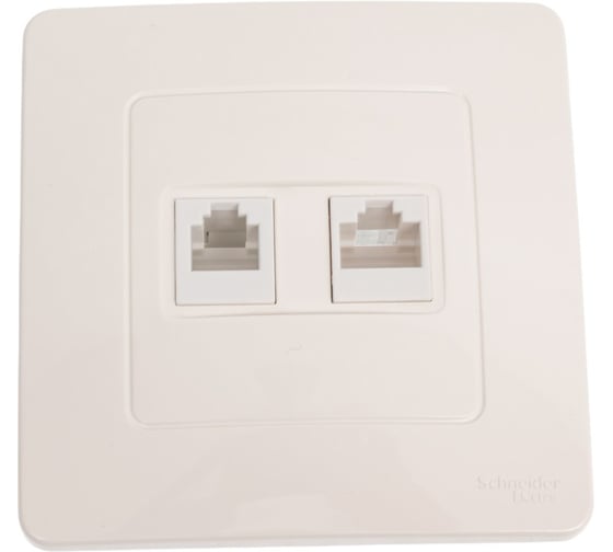 Двойная розетка Systeme Electric BLANCA, С/У, комплект RJ45 категория 5E + телефонный RJ11, молочный BLNIS045112 1