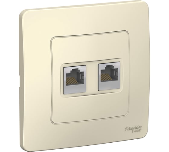 Двойная розетка Systeme Electric BLANCA, С/У, комплект RJ45 категория 5E + телефонный RJ11, молочный BLNIS045112