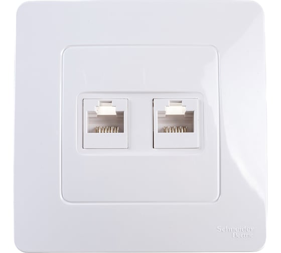 Двойная розетка Systeme Electric BLANCA, С/У, компьютерная, RJ45, категория 5E, белый BLNIS045451 1