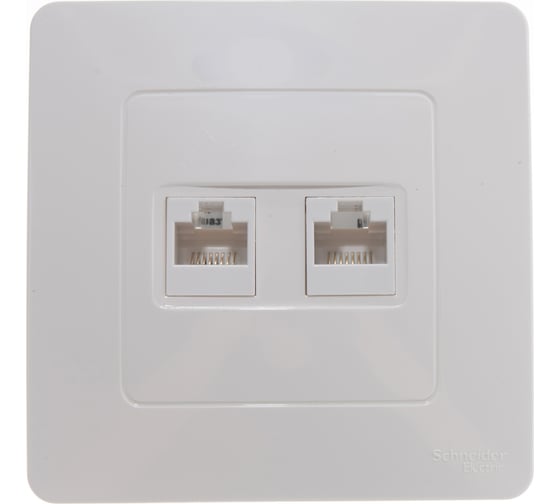 Двойная розетка Systeme Electric BLANCA, С/У, компьютерная, RJ45, категория 5E, молочный BLNIS045452 1