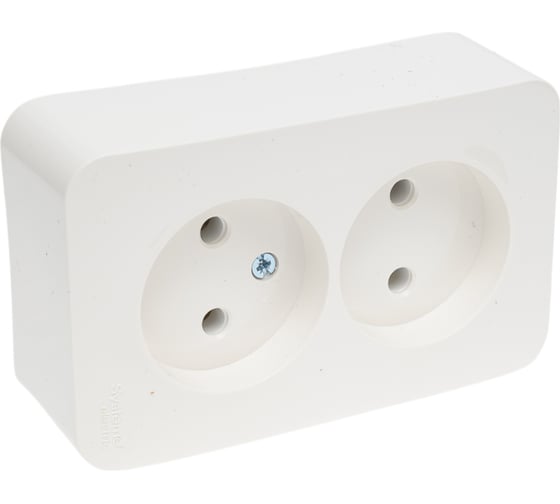 Двойная розетка Systeme Electric BLANCA, О/У, без заземления, без штор, 16А, 250В, молочный BLNRA000202