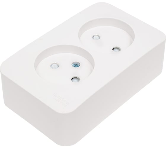 Двойная розетка Systeme Electric BLANCA, О/У, без заземления, со шторками, белый BLNRA001211