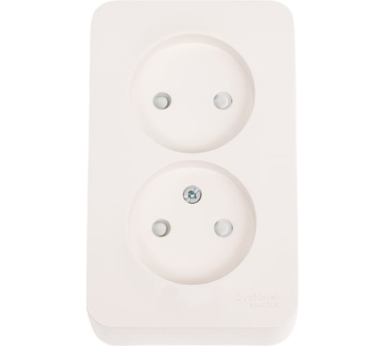 Двойная розетка Systeme Electric BLANCA, О/У, без заземления, со шторками, молочный BLNRA001212 1