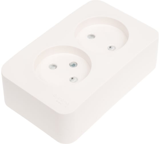 Двойная розетка Systeme Electric BLANCA, О/У, без заземления, со шторками, молочный BLNRA001212