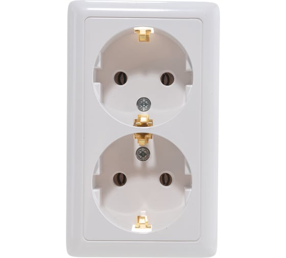 Двойная розетка Systeme Electric ХИТ, О/У, с заземлением, без шторок, белый RA16-238-B