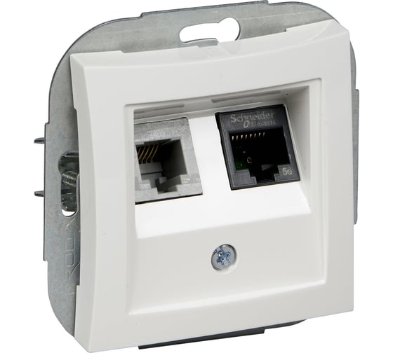 Двойная розетка Systeme Electric ДУЭТ, RJ11+RJ45, категория 5E WDE000185