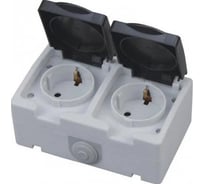 Двойная розетка накладная HOROZ ELECTRIC с заземлением ATOM (2-GANG GROUNDED SOCKET) 10A/250V IP54 112-100-0002 HRZ01001524