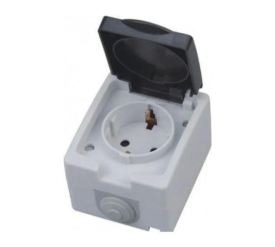 Одинарная розетка накладная HOROZ ELECTRIC с заземлением ATOM (1-GANG GROUNDED SOCKET) 10A/250V IP54 112-100-0001 HRZ01001523