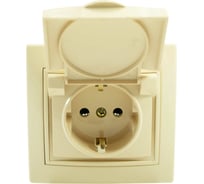 Розетка Jilion 1 гнездо с крышкой с заземлением, бежевый 9533173