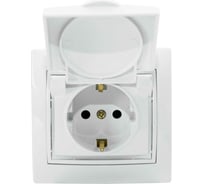 Розетка Jilion 1 гнездо с крышкой с заземлением, белая 9533172