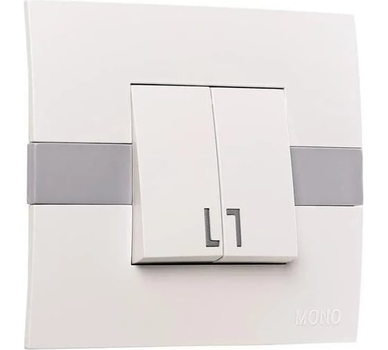 Выключатель 2 клавишный MONO ELECTRIC Eco Бел/Сер 101-010201-102 1