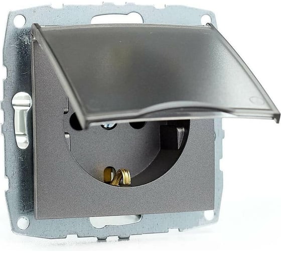 Розетка Mono Electric L / D Механизм с/з с крышкой и защ. шторками Серебро 500-002121-158 1