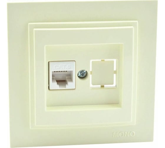 Розетка Mono Electric телефонная Rj45 Cat3 L/D механизм крем 500-002525-124 1