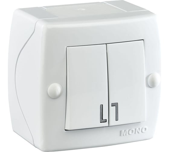Выключатель 2 клавишный MONO ELECTRIC Octans с подсветкой Белый 104-010101-103