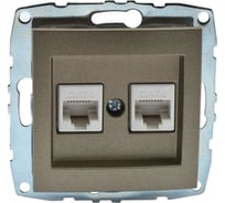 Розетка компьютерная 2-местная MONO ELECTRIC L / D Механизм (2хRj45 Cat 6) Бронза 500-002305-126
