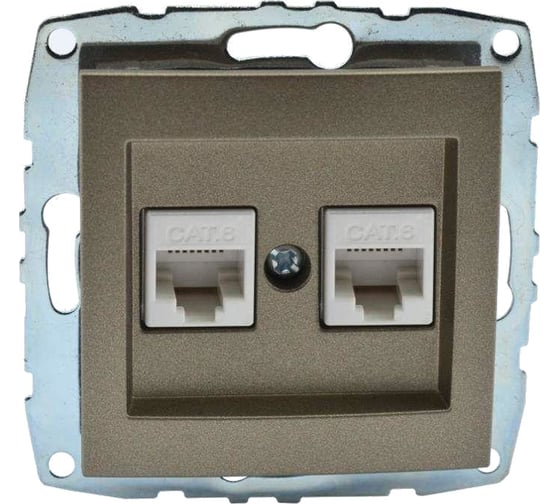 Розетка компьютерная 2-местная MONO ELECTRIC L / D Механизм (2хRj45 Cat 6) Бронза 500-002305-126 1