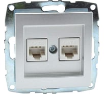 Розетка компьютерная 2-местная MONO ELECTRIC L / D Механизм (2хRj45 Cat 6) Серебро 500-002105-126